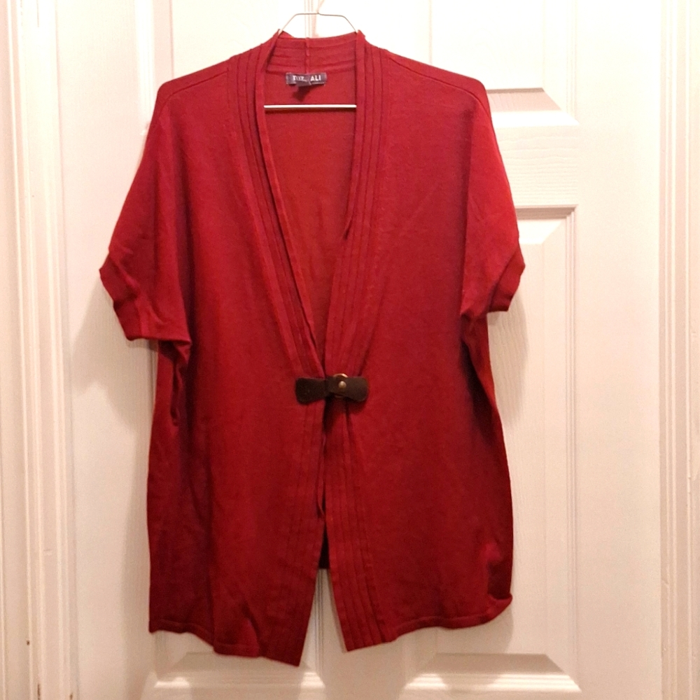Rust colored short sleeve sweater.